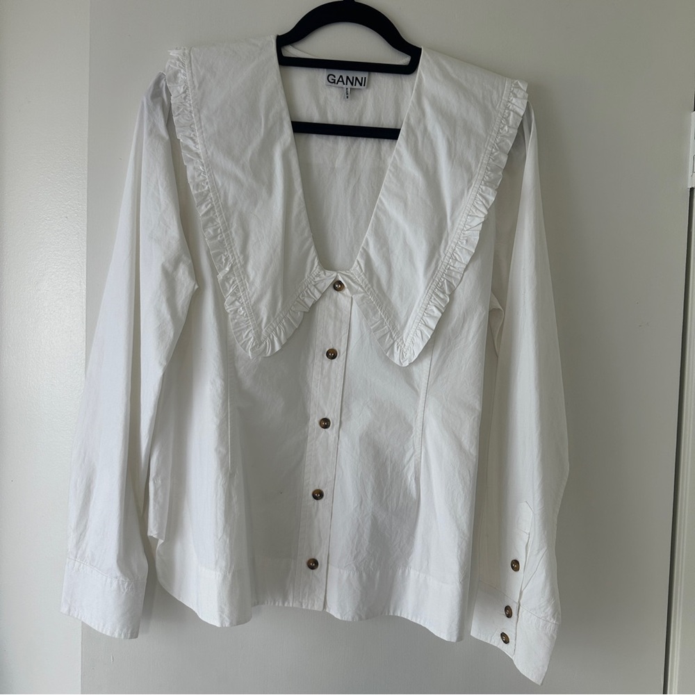 Ganni white peplum top